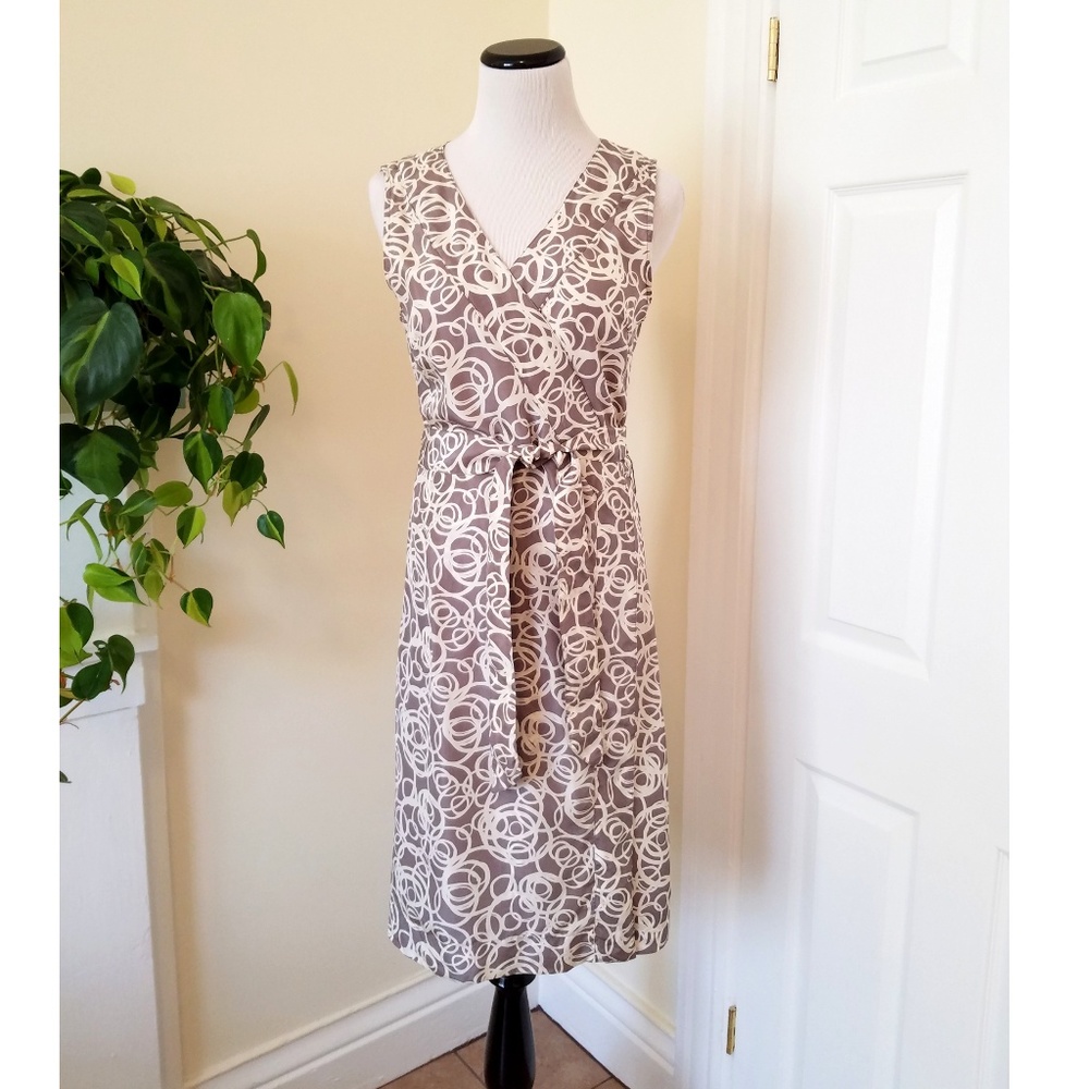 100% Silk Wrap Dress Mod Circle Print Garnet Hill